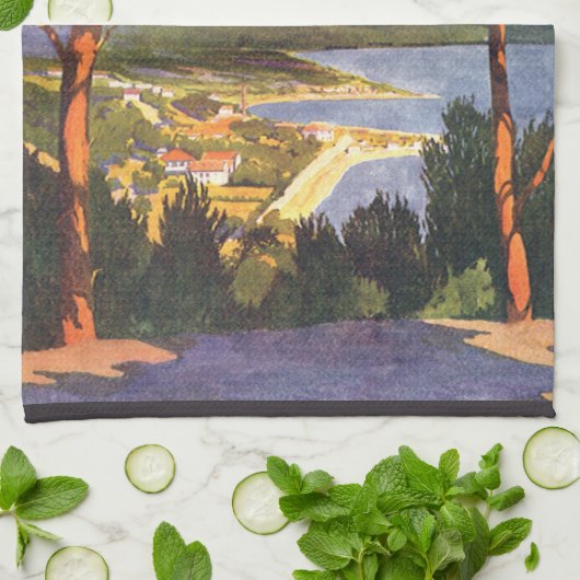 南アフリカの都市ケープタウン、ヴィンテージ旅行 キッチンタオル (折り畳み)