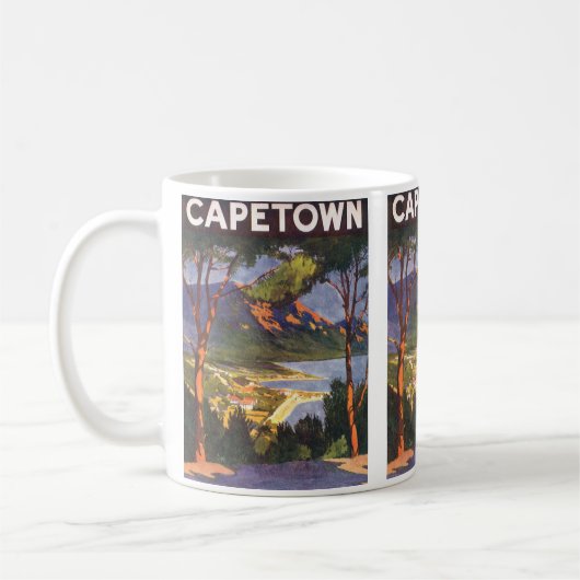 南アフリカの都市ケープタウン、ヴィンテージ旅行 コーヒーマグカップ (左)