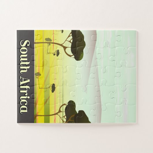 南アフリカの風景夕べ旅行ポスター ジグソーパズル (横)