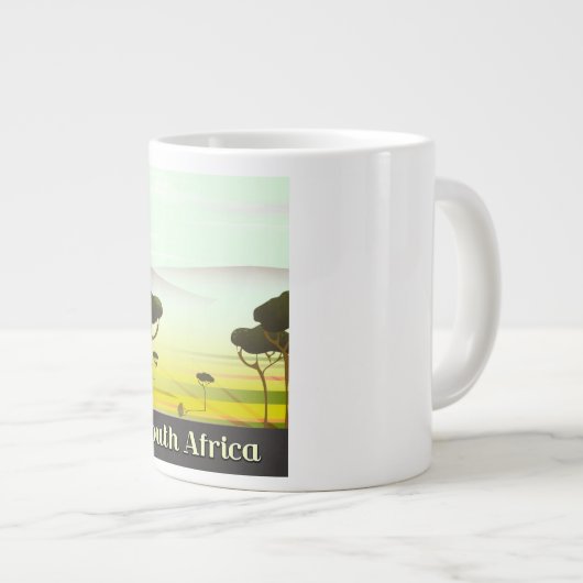南アフリカの風景夕べ旅行ポスター ジャンボコーヒーマグカップ (正面右)