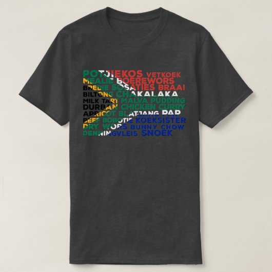 南アフリカの食べ物国旗 Tシャツ (デザイン正面)