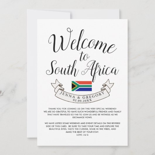 南アフリカへようこそ |行き先結婚式 招待状 (正面)