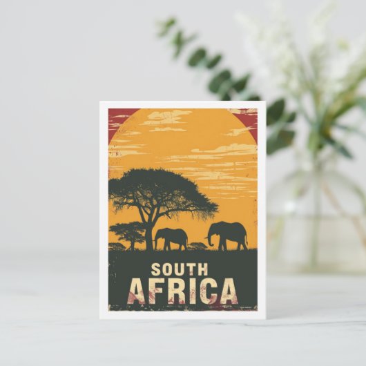 南アフリカサファリヴィンテージ有名な旅行の場所 ポストカード (スタンド正面)