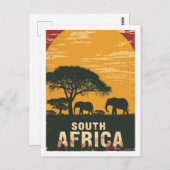 南アフリカサファリヴィンテージ有名な旅行の場所 ポストカード (正面/裏面)