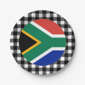 南アフリカプレート、水牛の草原とアフリカ国旗 ペーパープレート (正面)