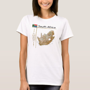 南アフリカマップ+フラグ+タイトルTシャツ Tシャツ