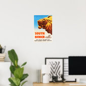 南アフリカライオンヴィンテージ旅行 ポスター (ホームオフィス)