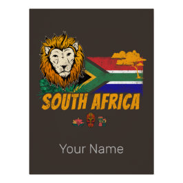南アフリカヴィンテージ獅子旗サファリ土産 ポスター