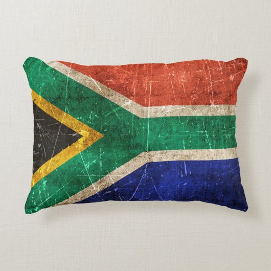 南アフリカ共和国のヴィンテージの老化させ、傷付けられた旗 アクセントクッション (正面)