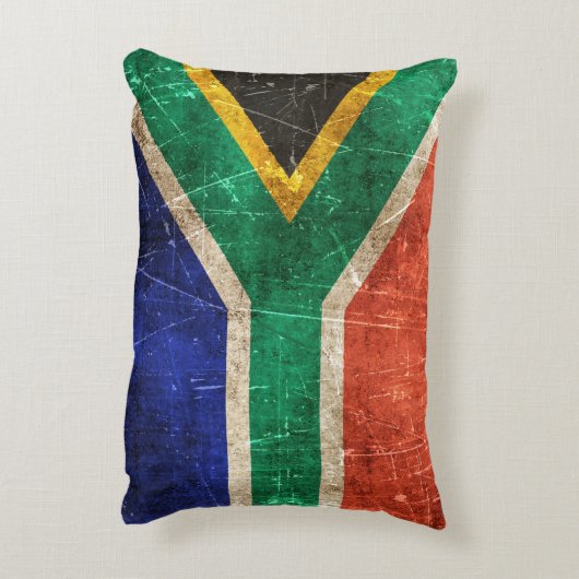 南アフリカ共和国のヴィンテージの老化させ、傷付けられた旗 アクセントクッション (裏面(縦))