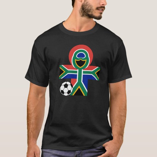 南アフリカ共和国の幸せな旗のサッカーのフットボール暗いT Tシャツ (正面)