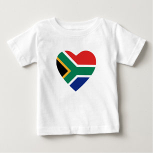 南アフリカ共和国の旗のハートのTシャツ ベビーTシャツ