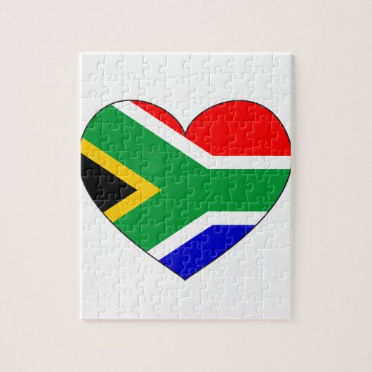 南アフリカ共和国の旗のハート ジグソーパズル (縦)
