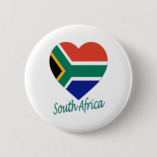 南アフリカ共和国の旗のハート 缶バッジ (正面)