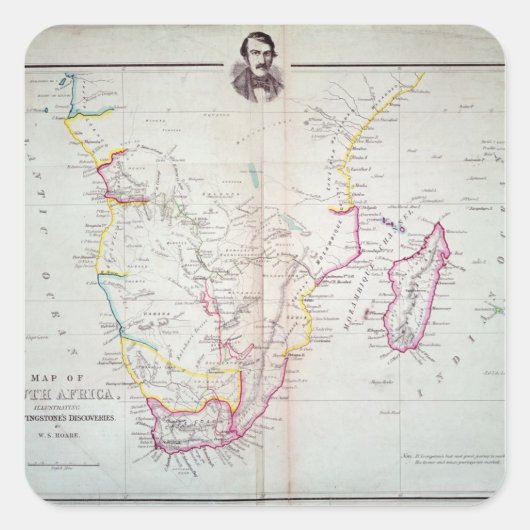 南アフリカ共和国の説明の地図 スクエアシール (正面)