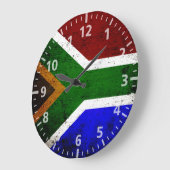 南アフリカ共和国の黒くグランジな旗 ラージ壁時計 (傾斜)