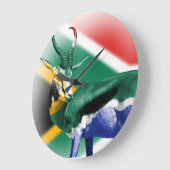 南アフリカ共和国のSpringbuckの旗の柱時計 ラージ壁時計 (傾斜)