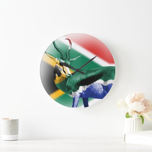 南アフリカ共和国のSpringbuckの旗の柱時計 ラージ壁時計 (ホーム)