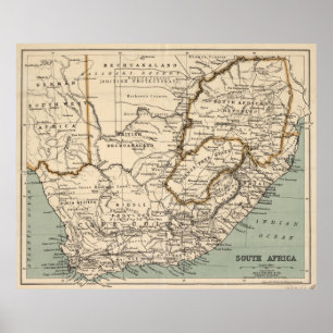 南アフリカ共和国(1889年)のヴィンテージの地図 ポスター