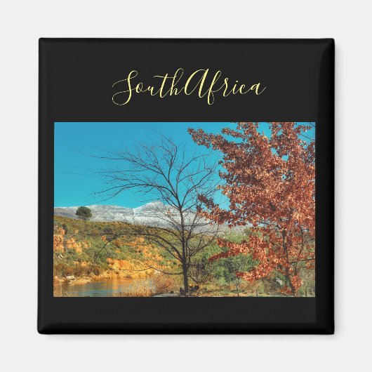 南アフリカ冬の秋の風景雪の磁石 マグネット (正面)