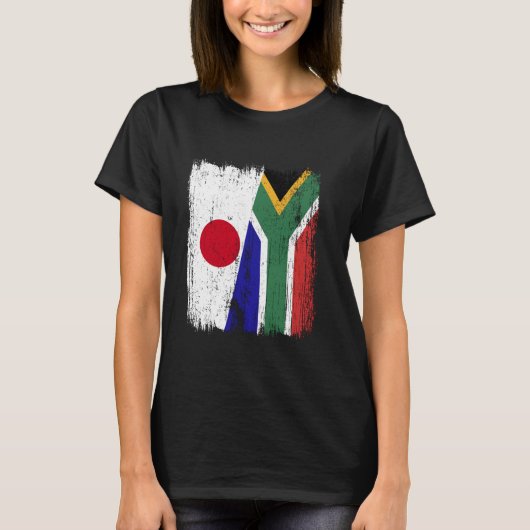 南アフリカ半日本の国旗 Tシャツ (正面)
