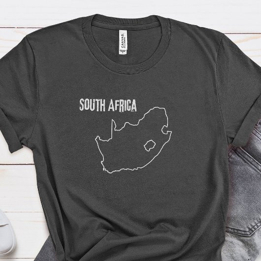 南アフリカ国地図シェイプ陸地縁ど輪郭 Tシャツ