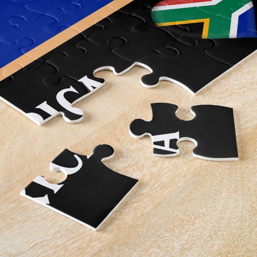 南アフリカ国旗とアフリカの国/南アフリカ ジグソーパズル (側面)
