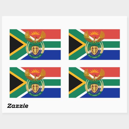 南アフリカ国旗とコート・オブ・アームズ、南アフリカ 長方形シール (シート)