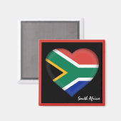 南アフリカ国旗とハートプレトリアの休日/スポーツ マグネット (正面/裏面)