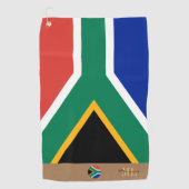 南アフリカ国旗と南アフリカモノグラムのゴルフ ゴルフタオル (正面)