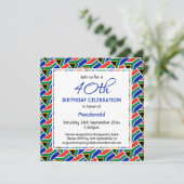 南アフリカ国旗のカスタム誕生祝い 招待状 (スタンド正面)