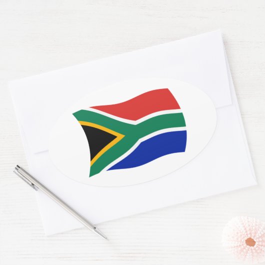 南アフリカ国旗のシール 楕円形シール (封筒)