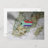 南アフリカ国旗の地図 ポストカード (正面/裏面)