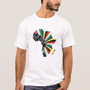 南アフリカ国旗の女性の地図エスニック・ヘリタ Tシャツ