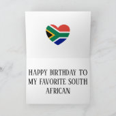 南アフリカ国旗の愛国的誕生日 カード (内部)