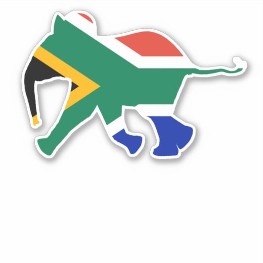 南アフリカ国旗の色をしたベビーゾウ シール (正面)