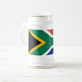 南アフリカ国旗を掲げたマグカップ ビールジョッキ (正面左)