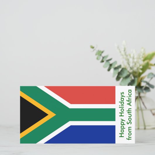 南アフリカ国旗、アフリカからのハッピーホリデー シーズンカード (スタンド正面)