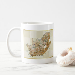 南アフリカ国旗+地図マグカップ コーヒーマグカップ