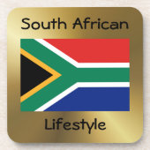 南アフリカ国旗+文字コースター コースター (正面)