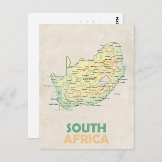 南アフリカ地図はがき ポストカード (正面/裏面)