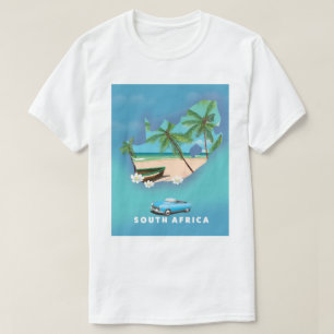 南アフリカ地図イラストの旅行ポスター Tシャツ