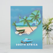 南アフリカ地図イラストレーション旅行ポスター。 招待状 (スタンド正面)