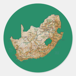 南アフリカ地図ステッカー ラウンドシール