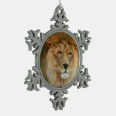 南アフリカ威厳のあるライオン スノーフレークピューターオーナメント (左)