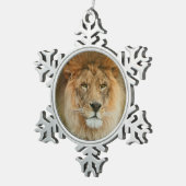 南アフリカ威厳のあるライオン スノーフレークピューターオーナメント (右)