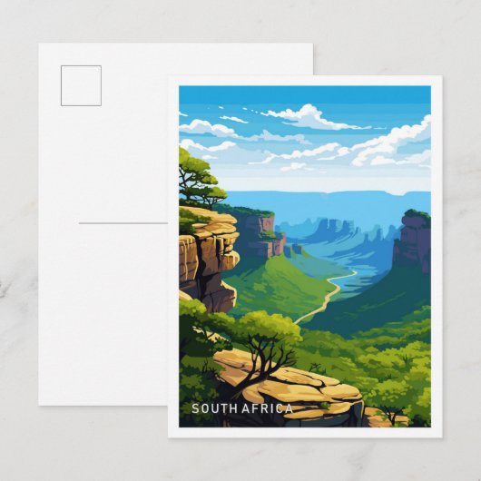南アフリカ旅行ヴィンテージイラストレーション ポストカード (正面/裏面)