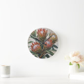 南アフリカ産の美しいプロテアの花 ラウンド壁時計 (ホーム)