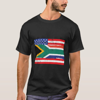 南アフリカ系アメリカ国旗動揺して Tシャツ