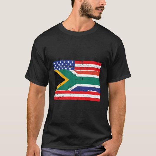 南アフリカ系アメリカ国旗動揺して Tシャツ (正面)
